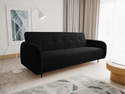 Produktbild von Schlafsofa SALVA 215 x 100 cm  – komfortables Sofa mit Schlaffunktion, großem Bettkasten und leichtem Klappmechanismus, LAMBI 13 - Schwarz