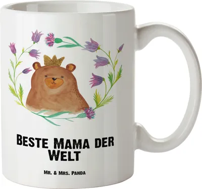 Produktbild von Mr. & Mrs. Panda Haferl Bär Königin - Weiß - Geschenk, Mama, Riesenkaffeetasse, steingut tasse, weisse, Große, Lieblingsmensch, Mom, jumbotasse, Muttertag, Teebecher