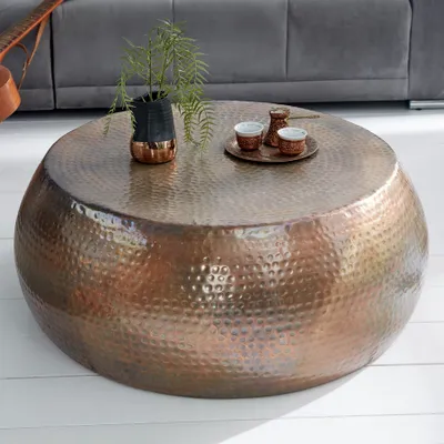 Produktbild von riess-ambiente Runder Couchtisch ORIENT 80cm kupfer geflammt Metall Hammerschlag Design Beistelltisch Tisch