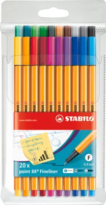 Image de Feutres fins - STABILO point 88 - Pack de 20 - avec 20 couleurs différentes