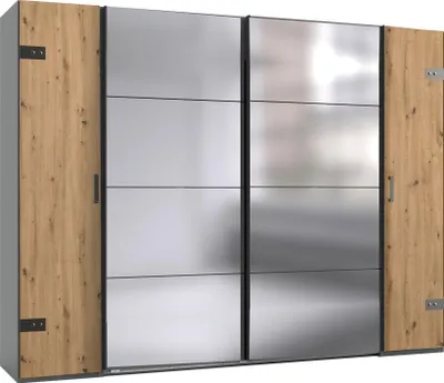 Image de Armoire à portes battantes et coulissantes Stockholm, 270 x 65 x 210 cm, chêne graphite Artisan (18882)