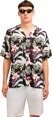 Image de Chemise à manches courtes Jack & Jones Jeff Floral Aop Resort, noir, taille M, pour homme