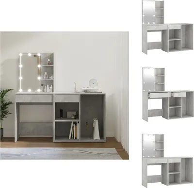 Obrázek produktu pro vidaXL LED toaletní stolek se skříňkou beton šedé dřevo - Toaletní stolky