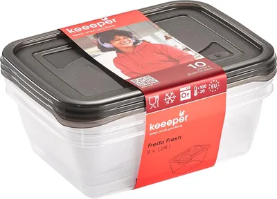 Obrázok produktu pre keeeper 3067582700000 keeeper "fredo fresh" nádoba na potraviny, 3x 1,25 l, štvorcová