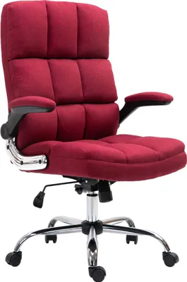 A red office chair on a white background.