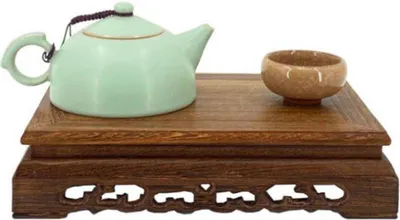 Obrázok produktu pre Obdĺžnikový drevený stojan Vyrezávané drevo Starožitný nábytok Dekorácie Remeslá Ornament Základňa L 17x11x3,8 cm