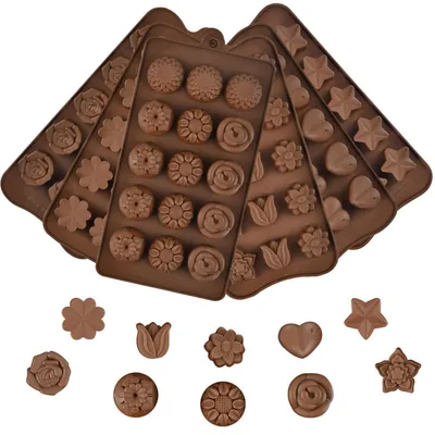 Obrázek produktu pro Silikonová forma na pralinky, sada 6 kusů, 10 různých tvarů, s nepřilnavým povrchem, bez BPA