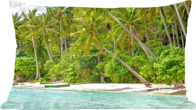 Produktbild von MuchoWow® Zierkissen Sofakissen Wohnzimmer Dekokissen 50x30 cm Palme - Meer - Tropisch - Wohnzimmerdekoration - Polster mit Photo