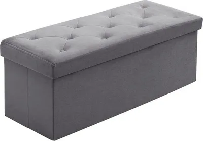 Productafbeelding van Bank met opbergruimte 110 cm - Opvouwbare krukkist opbergdoos van fluweel - 110 x 40 x 40 cm (grijs)