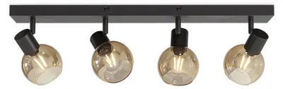Image de HOFTRONIC - Plafonnier LED 4 spots 40W Verre ambré Noir E14 IP20