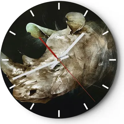 Produktbild von Wanduhr - Rund - Glasuhr - Tier Abstraktion - 30x30cm - Schleichendes Uhrwerk - Lautlos - zum Aufhängen bereit - Dekoration Modern - Wanddekoration aus Glas - C3AR30x30-3969