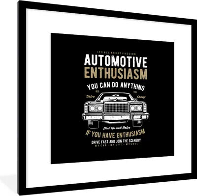 Produktbild von MuchoWow® MuchoWow® Gerahmtes Poster Mancave - Auto - Zitate - Oldtimer 40x40 cm - Poster mit zchwarzem Bilderrahmen - Poster - Plakat im Rahmen