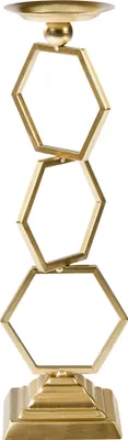 Produktbild von BELIANI Kerzenhalter Gold Metall 44 cm Hoch Geometrisch für 1 Kerze Klassischer Teelichthalter Blockkerzenhalter Stumpenkerzenhalter Tischleuchter