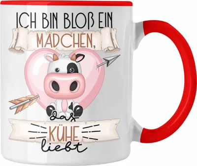 Produktbild von Trendation - Kühe Tasse Geschenk Frauen Ich Bin Bloß Ein Mädchen Das Kühe Liebt Landwirtin Geschenk Spruch Geburtstag (Rot)