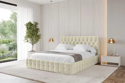 Produktbild von ALTDECOR Polsterbett mit Bettkasten - LARO 200x200 Beige und Lattenrost, Bett mit Kopfteil, Boxbett ohne Matratze, Doppelbett mit Stauraum