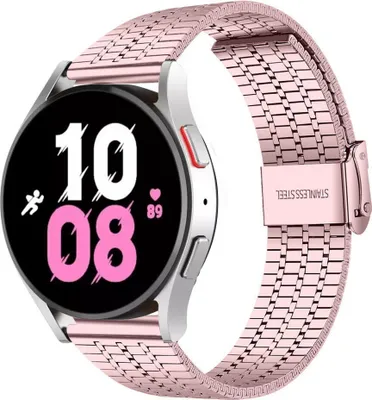Produktbild von Strap-it Edelstahlarmband - Kompatibel mit Samsung Galaxy Watch 5 Armband 44mm Ersatzarmband Edelstahl - Verstellbarer Verschluss - Hochwertiges Material - für Smartwatch 20mm Armband Rosa