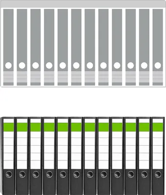 Produktbild von Wallario 12 Stück schmale Ordner inkl. Klebeetiketten mit Motive Grau -  Set mit Rückenschildern / Ordnerrücken Stickern