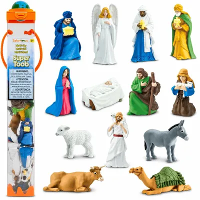 Zdjęcie produktu dla Zestaw figurek do szopki bożonarodzeniowej - 13 figurek - Wysokość 3 do 9,5 cm - Prezent na Boże Narodzenie