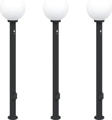 Produktbild von vidaXL Pollerleuchten mit Sensor und Steckdose 3 Stk. 120 cm Schwarz IP44