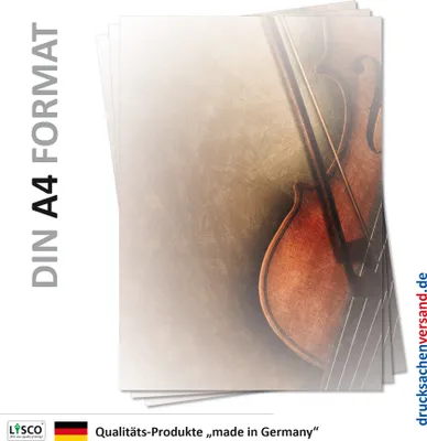 Produktbild von Motiv Briefpapier (Musik-5118, DIN A4, 100 Blatt) Musik Briefpapier mit Geige und Bogen Motivpapier