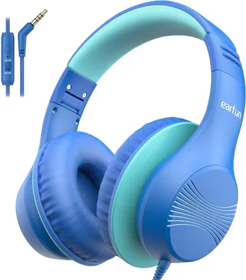 Produktbild von Kinder Over-Ear Kopfhörer mit Kabel, 85/94 dB Lautstärkebegrenzung, Hi-Fi Klang, HD-Mikrofon, faltbar & verstellbar, extra große Ohrpolster
