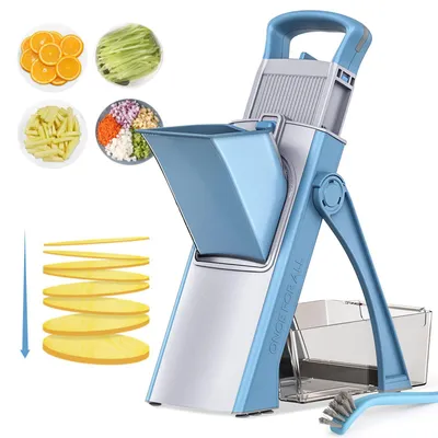 Obrázek produktu pro Kráječ zeleniny, mandolínový kráječ zeleniny, nastavitelný kráječ cibule, kráječ zeleniny z nerezové oceli, kráječ pro kuchyň, modrý