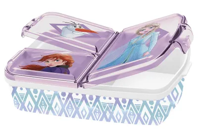 Produktbild von p:os Brotdose Frozen mit 3-fach Unterteilung Kunststoff, lila