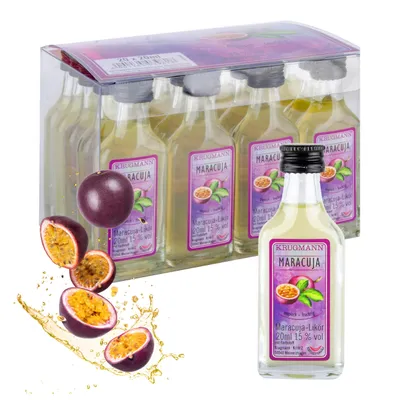 Produktbild von Krugmann MARACUJA Likör 20 x 20 ml 400 ml 15 Vol Mini Glasfläschchen Maracujafrucht Likör Shot Geschenk