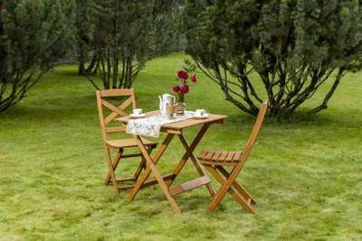 Produktbild von SUNRISE (LOTUS) Outdoor-Essset, Honig, Tisch + 2 Stühle