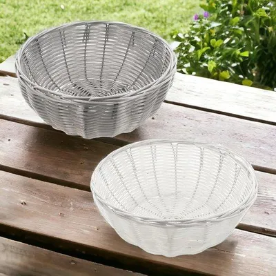 Immagine prodotto di Piccoli cestini rotondi per il pane, 21 cm, bianco e grigio, in plastica