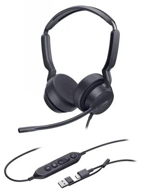 Zdjęcie produktu dla Yealink UH42 SE Dual USB-C/A Headset, Przewodowa, 20 - 20000 Hz, Biuro/centrum telefoniczne, 118 g, Zestaw słuchawkowy, Czarny
