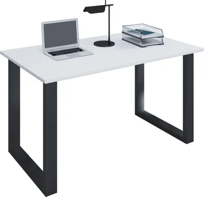 Produktbild von VCM Holz Schreibtisch | H. 76 x B. 80 x T. 50 cm | Computertisch schlicht | Füße aus hochwertigem Metall | Arbeitstisch | Büromöbel - Lona U
