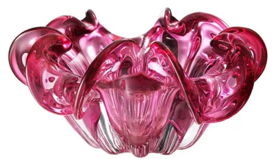 Produktbild von Casa Padrino Deko Schüssel aus mundgeblasenem Glas Pink Ø 21 x H. 10 cm - Luxus Deko Accessoires