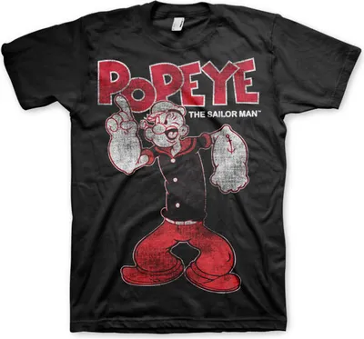 Produktbild von Popeye Distressed Sailor Man T-Shirt - X-Large - Black