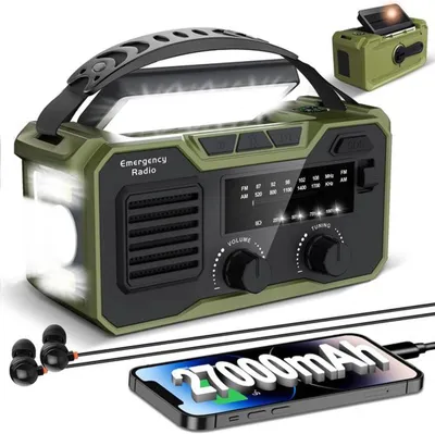 Immagine prodotto di Azomor Radio di emergenza portatile con energia solare e Bluetooth per attività all'aperto