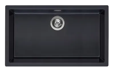 Produktbild von Reginox Rechteckiges Granit-Spülbecken, große Küchenspüle, Amsterdam 72  Pure Black 72x40 cm R35818