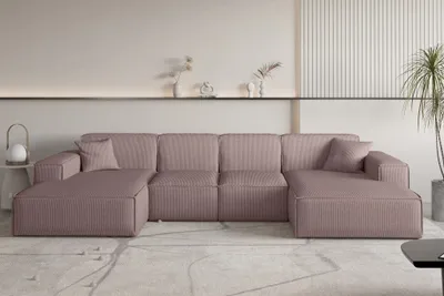 Produktbild von Wohnlandschaft Sofa U-Form CELES PREMIUM XS in Stoff Scala Lavendel