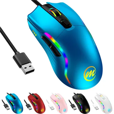 Obrázok produktu pre Herná myš s káblom, až 12 800 DPI, 6 tlačidiel, 12 režimov RGB podsvietenia, 7 metrový opletený kábel, modrá