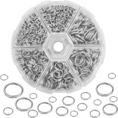 Productafbeelding van 690 stuks open springringen set - 4/5/6/8/10/12 mm - ideaal voor sieraden en knutselen