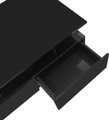 Produktbild von MODFU Hochglanz- Couchtisch Schwarz Wohnzimmertisch mit LED-Beleuchtung,Beistelltisch mit 2 Schubladene,Sofatisch für Schlafzimmer
