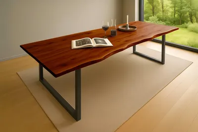 Produktbild von Esstisch Baumkante massiv Akazie nussbaum 280 x 100 schwarz QUINN