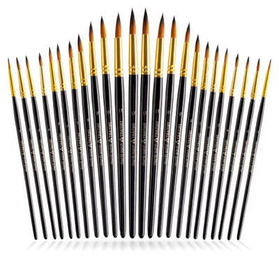 Produktbild von Set mit 24 Pinseln für feine Details – professioneller Aquarellpinsel und mehr aus Acryl, Aquarell und Ölfarben
