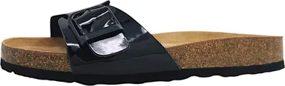 Produktbild von Tamaris Damen Pantolette mit breitem Riemen und Tieffußbett aus Leder 1-27520-42, Größe:42 EU, Farbe:Schwarz