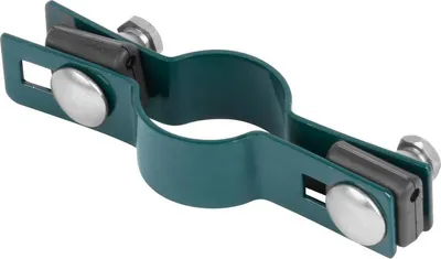 Image de Collier de fixation Strend Pro EUROSTANDARD, 48 mm, intermediaire, vert, Zn+PVC, RAL6005, pour poteau rond