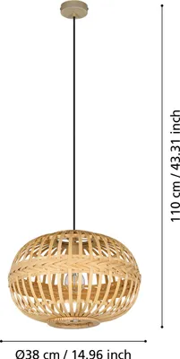 Image de Suspension ronde Amsfield, 60 W, 38 cm x 110 cm, brun, E27