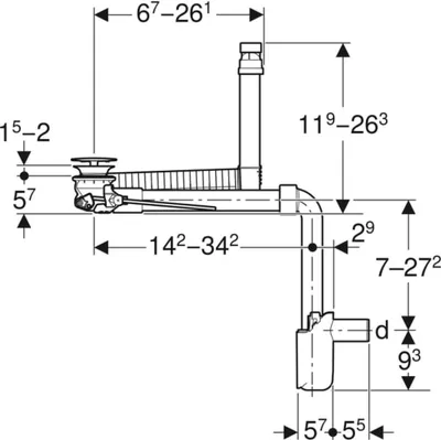 Immagine prodotto di Geberit Raccordo salvaspazio per lavabo Clou con leva e sifone d32, 1 pz.