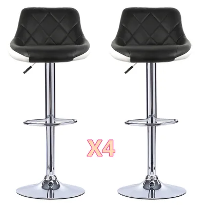 Produktbild von 8er Set Barhocker mit Lehne aus Kunstleder 360° drehbar höhenverstellbar - Barstuhl, Küchenhocker Schwarz+weiß