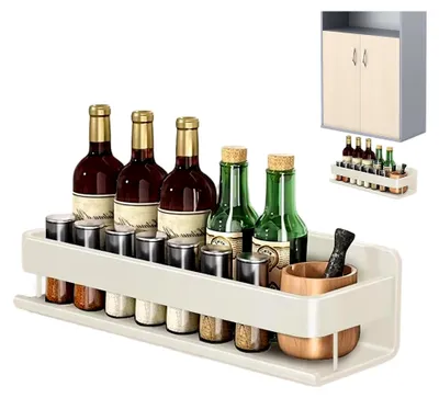 Produktbild von Wandregal für Gewürze ohne Bohren, selbstklebender Gewürzhalter für die Küche, Organizer für Kühlschrank und Schranktüren
