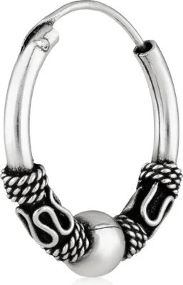 Produktbild von Einzel Wikinger Creole mit Kugel 925 Silber Celtic 20mm Gothic Ohrring 3020