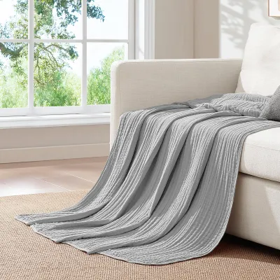 Produktbild von Musselin Decke 150x200 cm, 100% Baumwolle, grau
